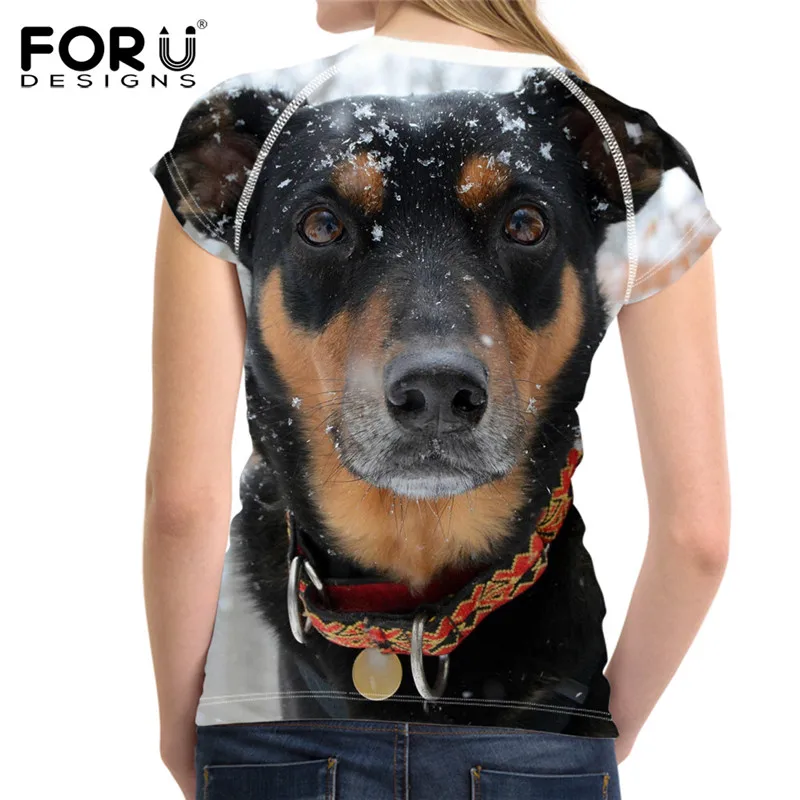 FORUDESIGNS/немецкая женская футболка с коротким рукавом и принтом Doberman брендовая