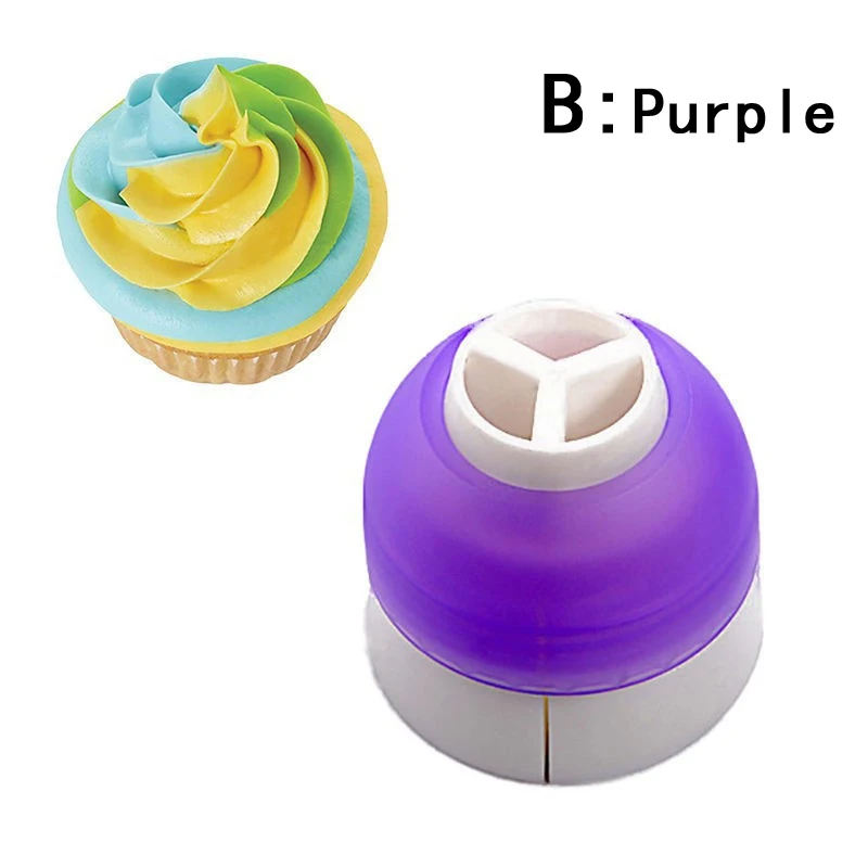 3 отверстия Торт Украшение конвертер микс 3 цвета глазурь трубчатое сопло для кекса сопло конвертер кекс украшение - Цвет: purple