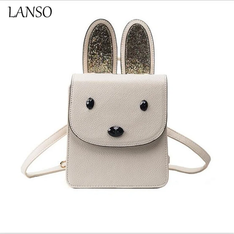 Cute Rabbit Backpacks Pack Female 2017 New Tide Spring Sequins Shoulder Bag Girls Multi Purpose Rabbit