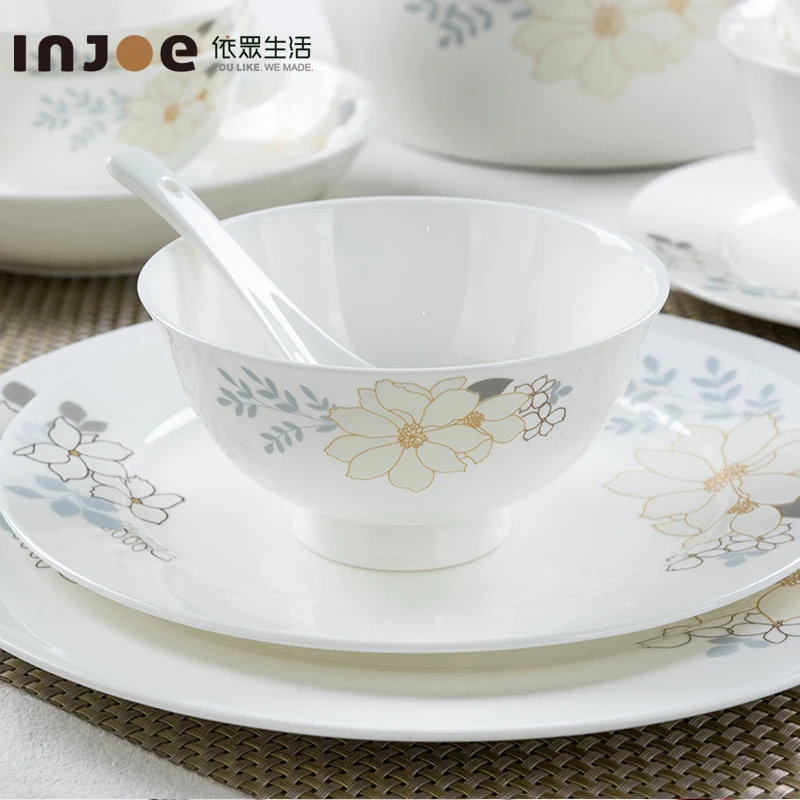 

Tangshan Guci high-grade bone china tableware Korean bowls and dishes household dishes simple European ceramics free collocation