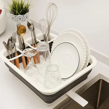 

Foldable Dish Rack Kitchen Storage Holder Drainer Bowl Tableware Plate Portable Home Shelf Dinnerware CF-79