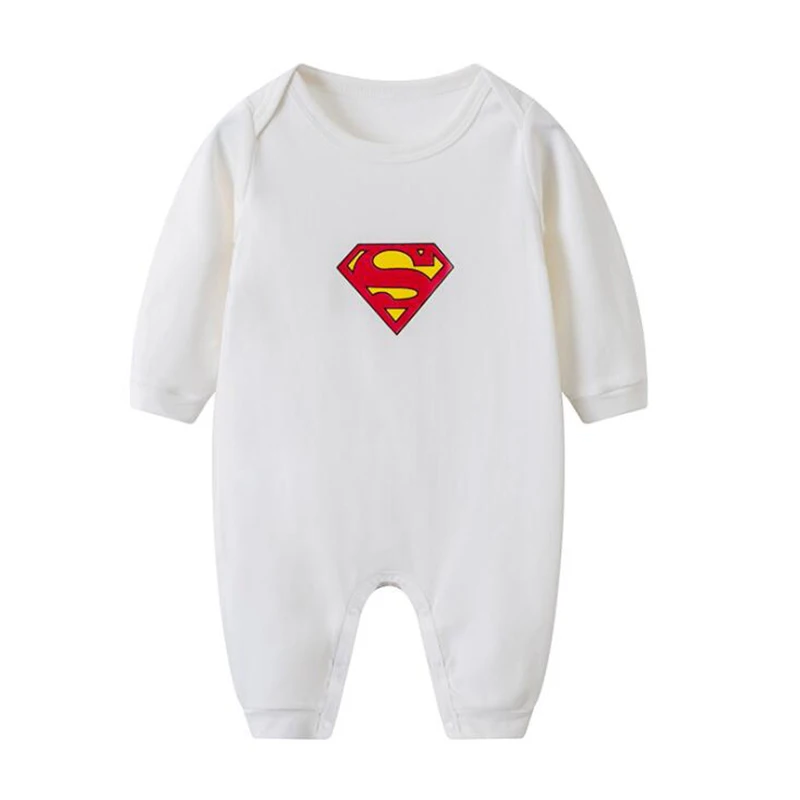 Комбинезон для маленьких мальчиков; костюм Бэтмена и супермена с длинными рукавами; подарок для маленьких девочек; осенняя одежда; новорожденный младенец; комбинезон с принтом