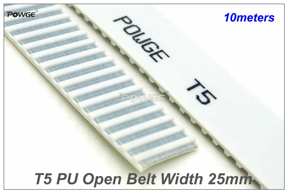 POWGE 10 метров T5 открытый конец зубчатый ремень T5-25 Ширина = 25 мм полиуретан со стальным сердечником T5 25 AT5 ремень подходит T5 зубчатый шкив для ЧПУ RepRap