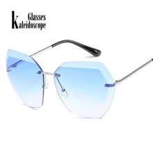 Калейдоскоп Очки женские безрамные солнцезащитные очки Негабаритные очки для женщин Дизайнерские оттенки Солнцезащитные очки