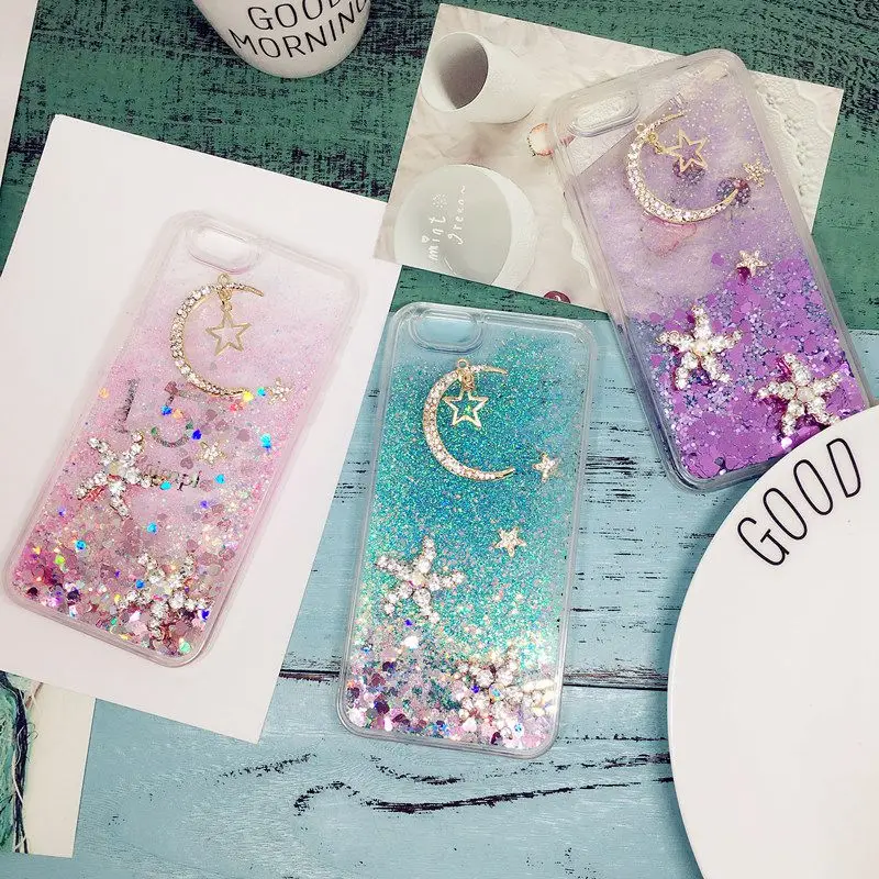 

Fancy Diamond Starfish Moon heart liquid quicksand phone case For OPPO A37 A53 A57 A59 A77 A71 A73 A79 A83 F3 F7 F9