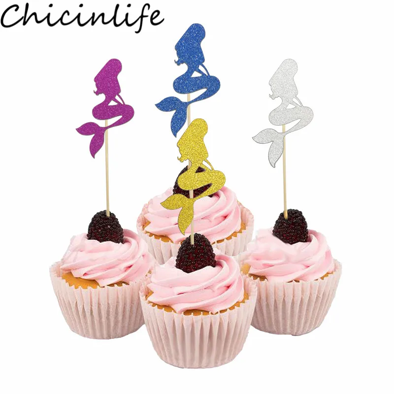 

Chicinlife 12Pcs Mermaid Cupcake Topper Under The Sea Birthday Party Kids Favors Baby Shower Wedding Cake Decoration Supplies