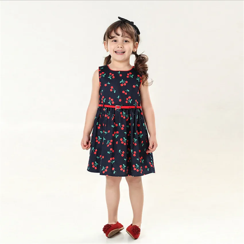 

2-7y Girls Clothing Summer Girl WeddingDress Children Kids Berry Dress Back O-neck Girls Cotton Kids Vest dress Children Clothes