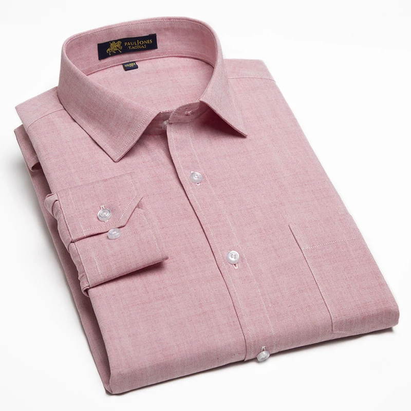 

Men's Solid Long Sleeve Linen Dress Shirt with Left Chest Pocket Smart Casual Regular-fit Medium-spread Collar Male Tops Shirts