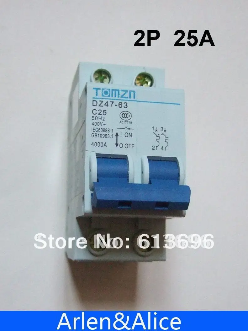 

2P 25A 400V~ 50HZ/60HZ Circuit breaker AC MCB safety breaker C type