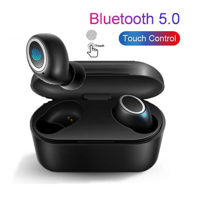 

Portable TWS Wireless Touch Earbud 3D Stereo Sound Bluetooth V5.0 Earphone With Charge Case Sport Bass Headset Auto Power On/Off