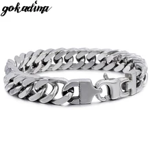GOKADIMA мужской браслет из нержавеющей стали, ювелирное изделие, кубинская цепочка, bijoux Панк-рок, байкер, подарок, для pulsera hombre, WB022