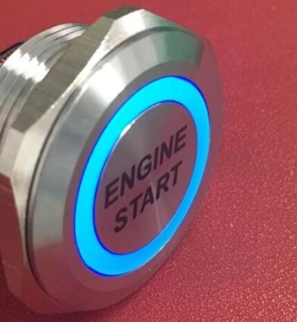 

With ENGINE START 30mm stainless steel Reset Momentary 2NO2NC push button switch 6V , 12V , 24V ring illum.