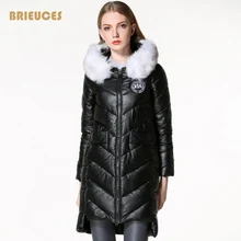 2016 new warm winter jacket women PU leather Patch Designs parkas large fur collar hooded pink solid color pink cotton down coat