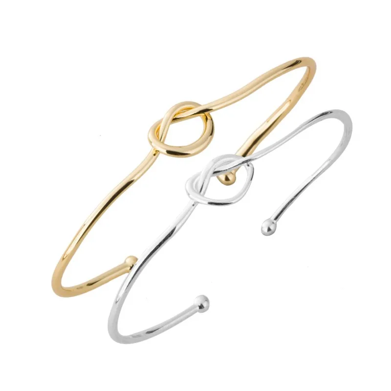 New Open Love Heart Knot Bracelet Bangle Knot Bangles  Stretch Bracelets for Women Dainty Knot Bangles
