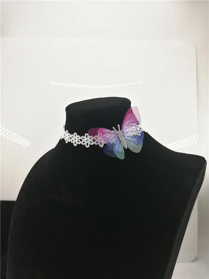 13 10pcs Colorful Butterfly For Wedding Gifts For Guests Lace Choker Necklace Double-Layer Tulle Butterfly Wedding Bridesmaid Decor