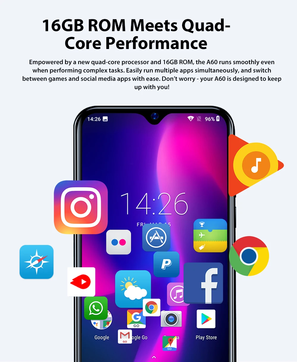 Blackview A60 6," экран капли воды мобильный телефон 4080 мАч Android 8 ...