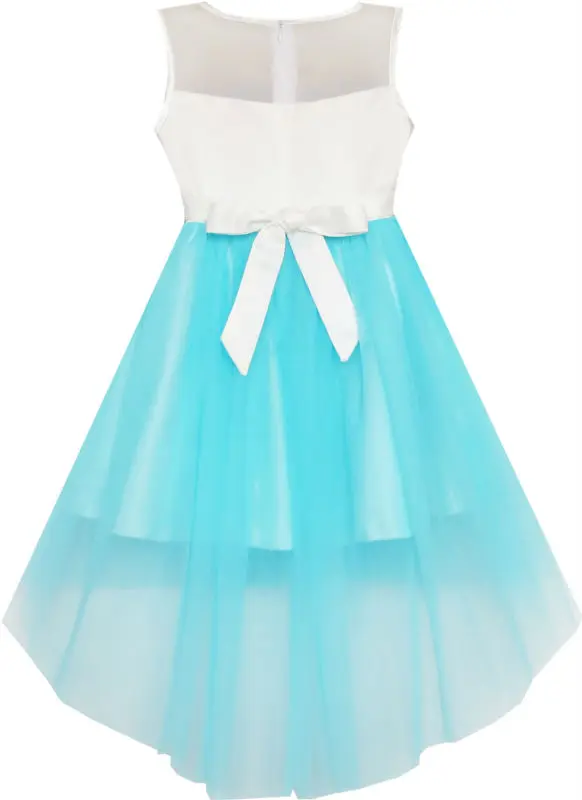 

Flower Girl Dress  Mesh Party Wedding Princess Tulle Blue 2016 Summer Dresses Children Clothes Size 7-14 Pageant Sundress