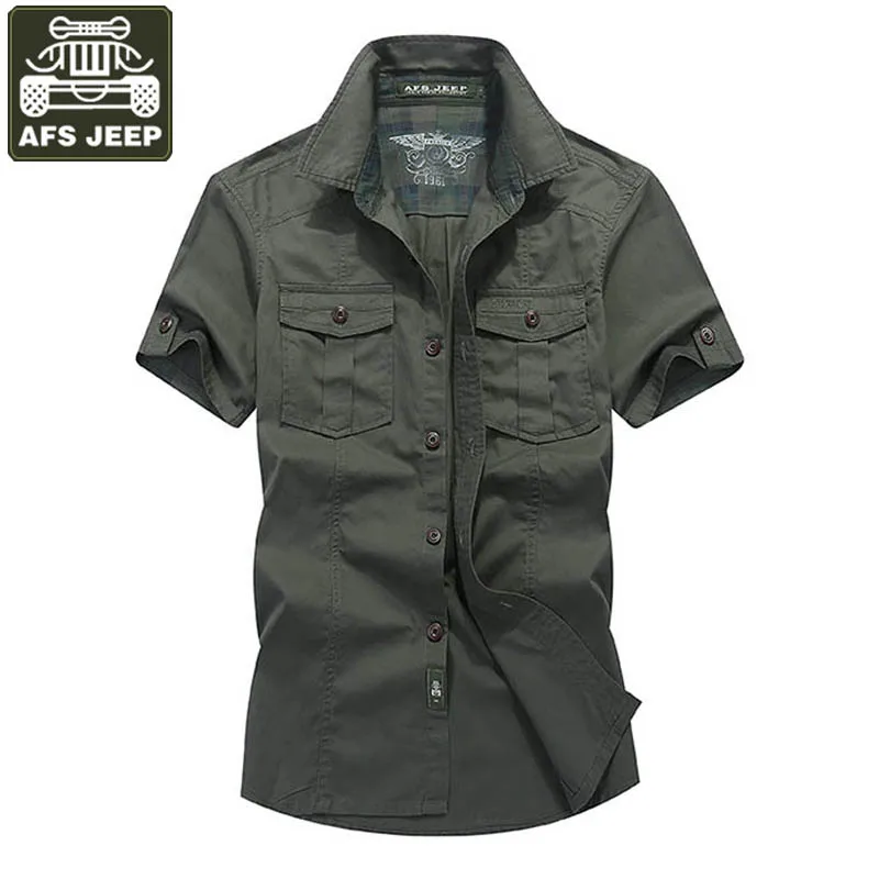 AFS JEEP, брендовая рубашка, мужские повседневные футболки, джинсовая рубашка, мужская хлопковая рубашка с коротким рукавом, Camisas Masculina Camisas Hombre Vestir, мужская одежда