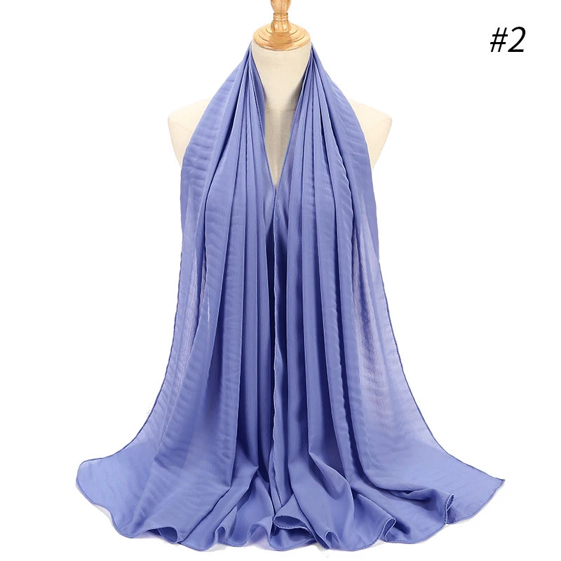 Plain Bubble Chiffon Hijab Scarf Women Wrinkle Chiffon Head Scarf Shawls Pashmian Pleated Muslim Wraps Muslim Hijabs Scarves - Цвет: Color 2