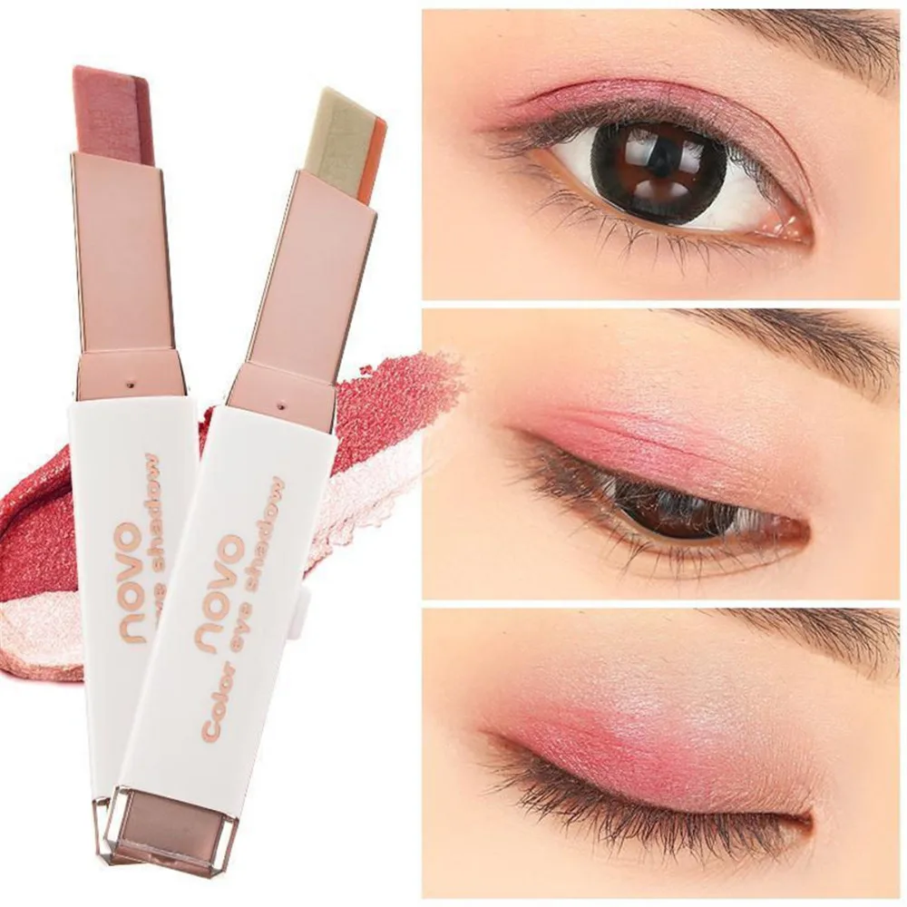 

NOVO Two Tone Gradient Velvet Korean Style Eye Makeup Cream Shadow Stick Sleek Waterproof Nude Shimmer Metallic Eyeshadow Pencil