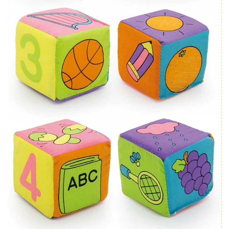  6pcs in 1Set Cloth Building Blocks New Infant Baby Cloth Doll Soft Rattle early Educational Giraff Baby Toy Soft Plush Set Cube
