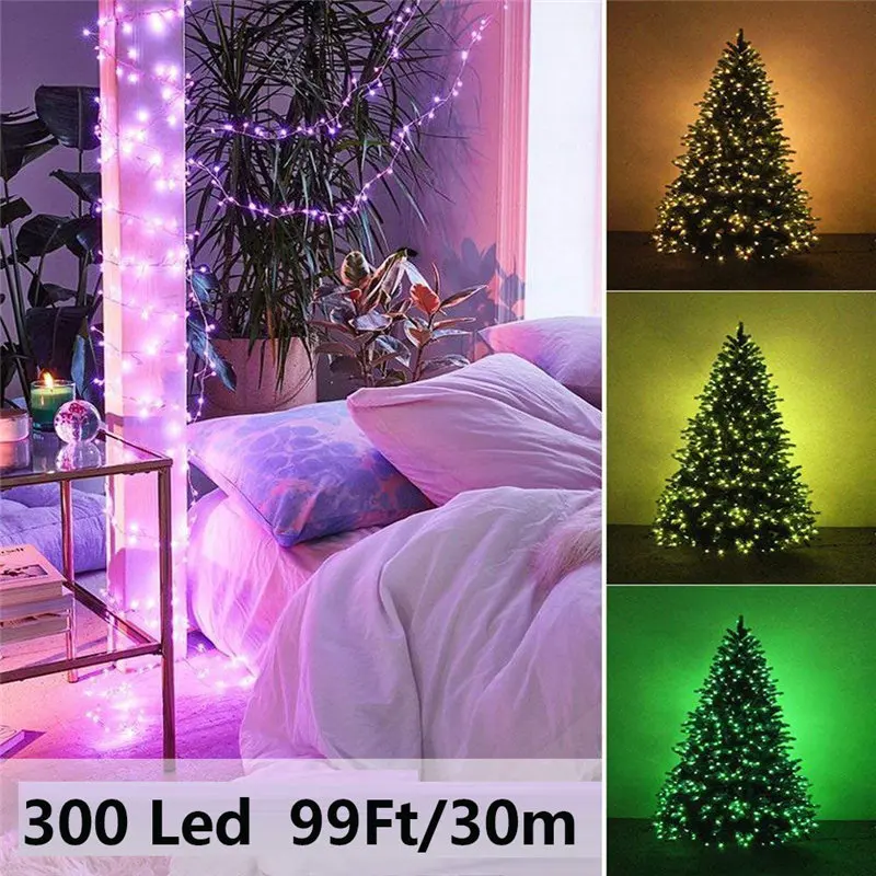 Extra Long 30m 300led Starry String Lights on a Flexible Copper Wire 7 colors choice Decor Lamp string lights set 40JA1126