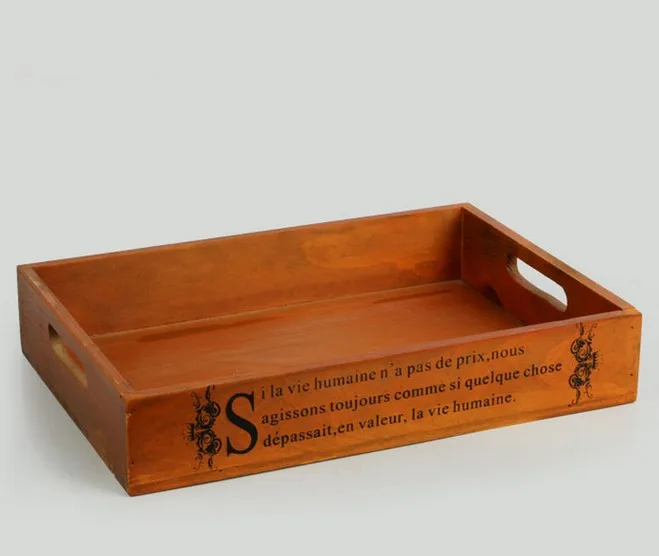 Zakka Retro Wooden Grocery Desk Storage Box Home Furnishing Solid Wood Tray Old Wooden Pallet 1PC JL 0915