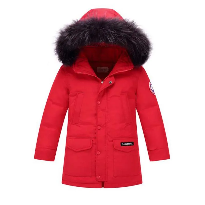 

-35 degree Russian winter Children white Duck Down Jacket casual long boys warm down coats quality girls windpfoof outwear 6-15Y