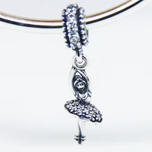 1 unids/lote plata de ley 925 bailarina plata cuelga los con cubic zirconia encantos colgantes DIY Compatible con Pandora joyería FL059