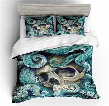 

Octopus 3D Cartoon print bedding set Duvet Covers quilt cover bedclothes Skull comforter bedding sets bed linen Comforters