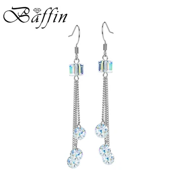 

BAFFIN Genuine Crystals From SWAROVSKI ELEMENTS Tassel Drop Earrings Silver Color Hanging Piercing For Women Gift Boho Jewelry