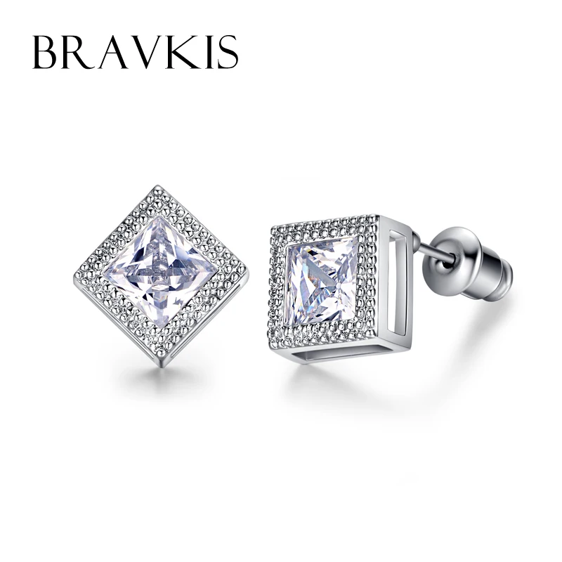 Bravekiss Princess Cz Stone Ear Piercing Earrings Studs Earring Bravekiss Princess Cz Stone Ear Piercing Earrings Studs Earring Zircon Square Jewel Brincos Boucle D Oreille Bue0180 In Stud From Jewelry