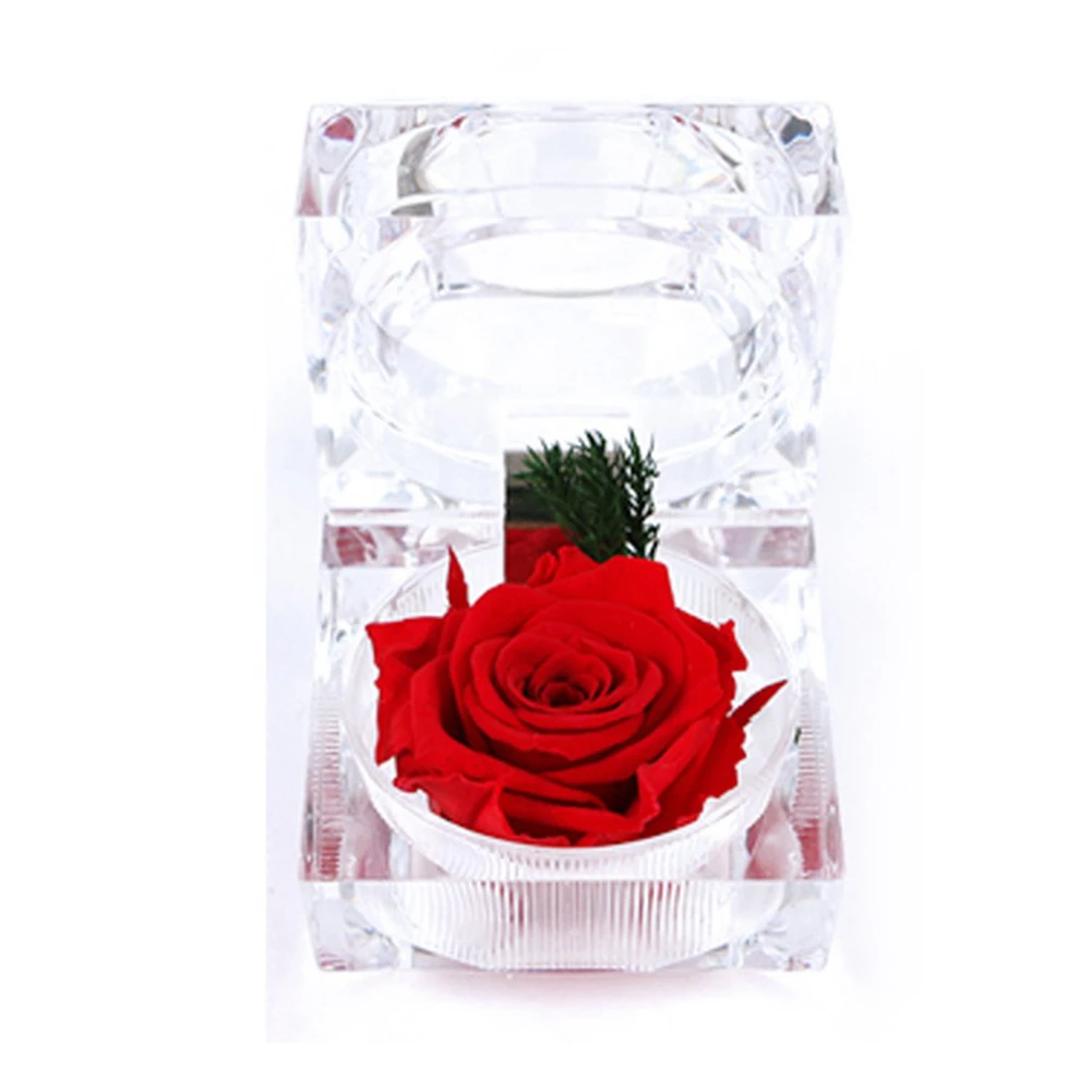 Кристалл Обручение обручальное кольцо Box Романтический фестиваль сохраненные свежими Цветок День Святого Валентина Декоративные Дисплей