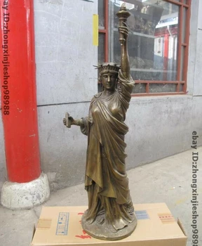 

31"Western Bronze Copper classical Statue of Liberty Goddess Art Sculpture