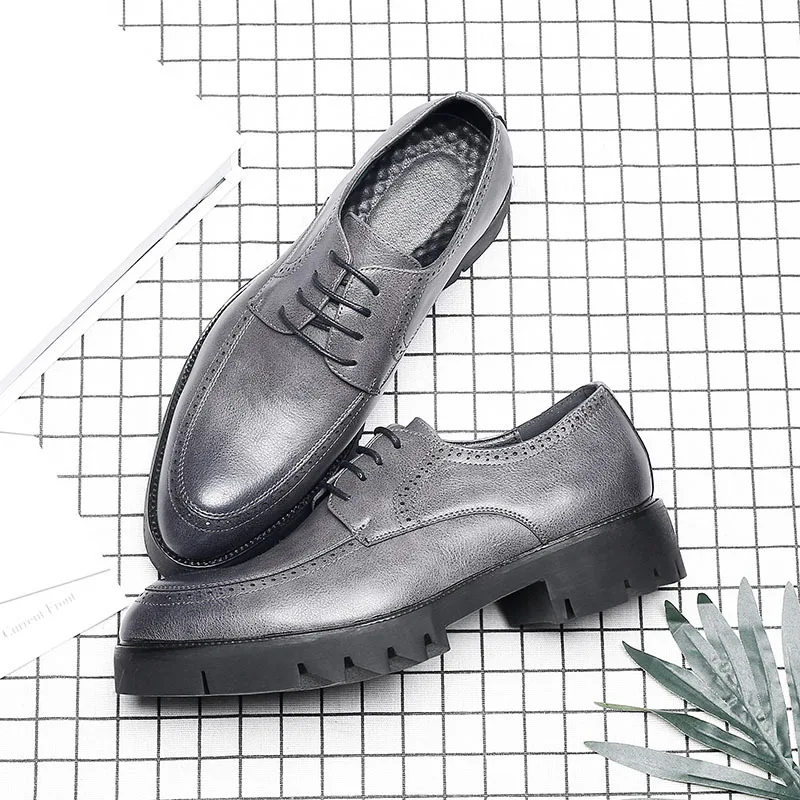 Designer cinza Couro Msw8118126 Formais Sapatos Homens Marca De Elegante Clássico Luxo Black Mens Leather Soft nqI6Egg