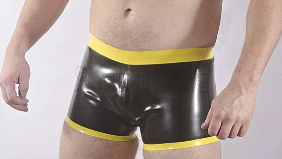 Sexy-Latex-Rubber-Mens-Shorts-Waistband-and-Edge-Trim-Customize-any-Color -1