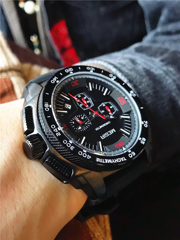 

MEGIR Men Watch 30m Waterproof Mens Watches Top Brand Luxury Silicone band Watch Chronograph Male Clock Saat relojes hombre
