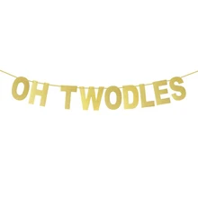 1 комплект, креативные гирлянды-флажки детские украшения с надписью «OH TWODLES» на день рождения, баннер украшение для вечеринки