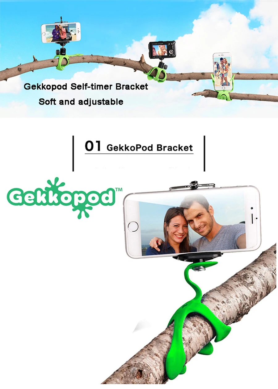 Мини Гибкий штатив для улицы Gecko Spider Stand Hoders Bluetooth пульт дистанционного управления Зажим для телефона Gopro Sj4000 JCAM Спортивная камера