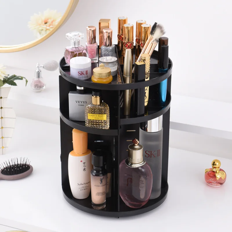 New Fashion 360-degree Rotating Makeup Organizer Jewelry Storage Box Shelf Brush Holder Jewelry Organizer Case