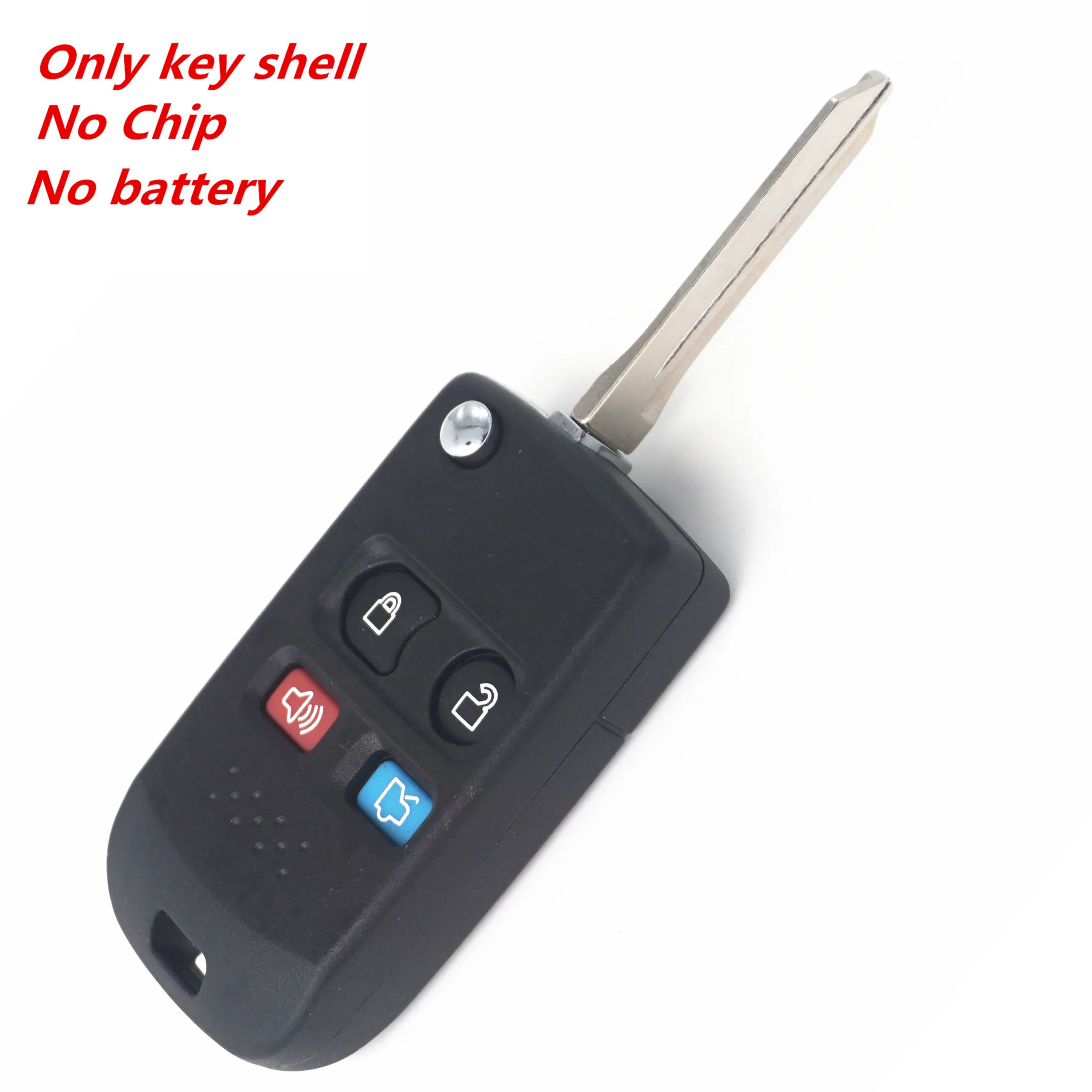 

WFMJ 4 Buttons Flip Remote Smart Key Case Chain Shell For Ford Escape Explorer Fusion Mustang Crown Victoria Focus Expedition