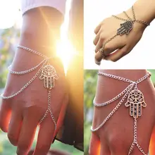 Винтажная цепочка Хамса, богемное золото, серебро, цепь, браслет, бохо шик, хиппи, хипстер, ручная бижутерия для тела