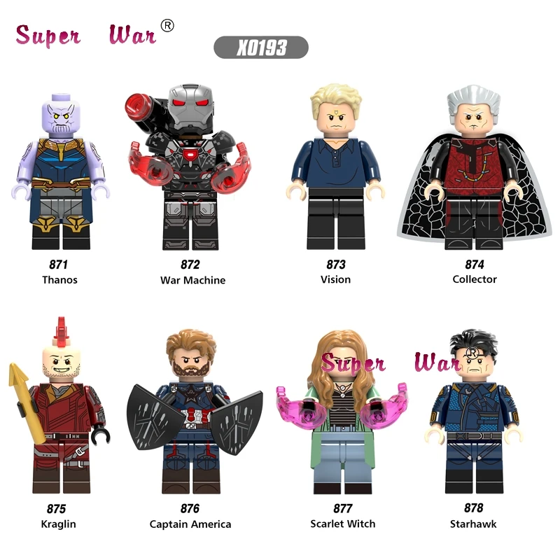 

Single Thanos War Machine Captain America Starhawk Vision Collector Scarlet Witch Kraglin building blocks toys for children