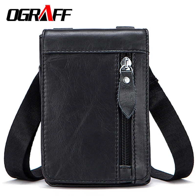 

OGRAFF Fanny Pack Genuine Leather Waist Packs Pack Belt Bag Phone Pouch Bags Travel Waist Pack Male Waist Men's Bag Pouch
