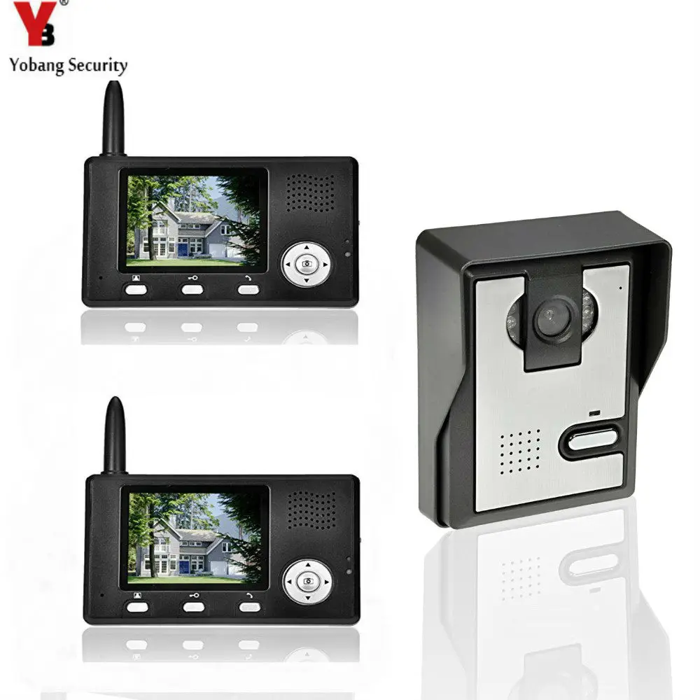 

YobangSecurity 2.4G 3.5"LCD Wireless Video Door Phone Doorbell Video Door Entry System Peephole Viewer Camera 1 camera 2 Monitor