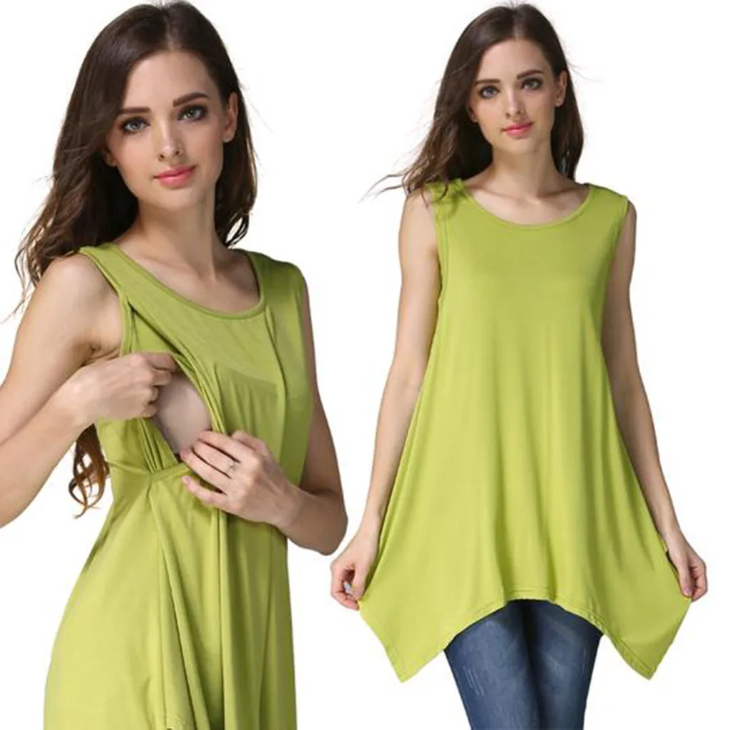 Sleeveless Maternity Nursing Tops Shirts Women Floral Print Mama Pregnancy Blouses Breastfeeding Clothes