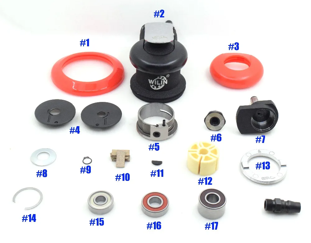 

Industrial Air Random Orbital sander 5 inch Spare Parts Accessories Rotor Circlip Shroud Bushing Ring Shaft Balance Muffler