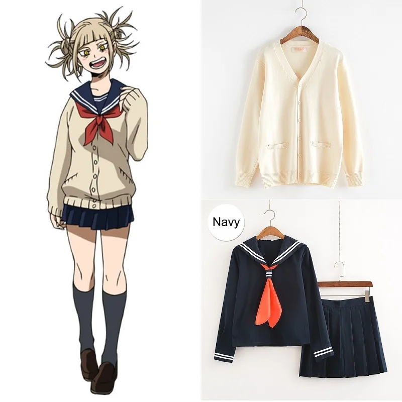 navy sets Костюм для косплея My Hero Academy Аниме Косплей Boku no Hero Academy химико Тога JK Униформа женские матросские Костюмы со свитерами - Цвет: navy sets