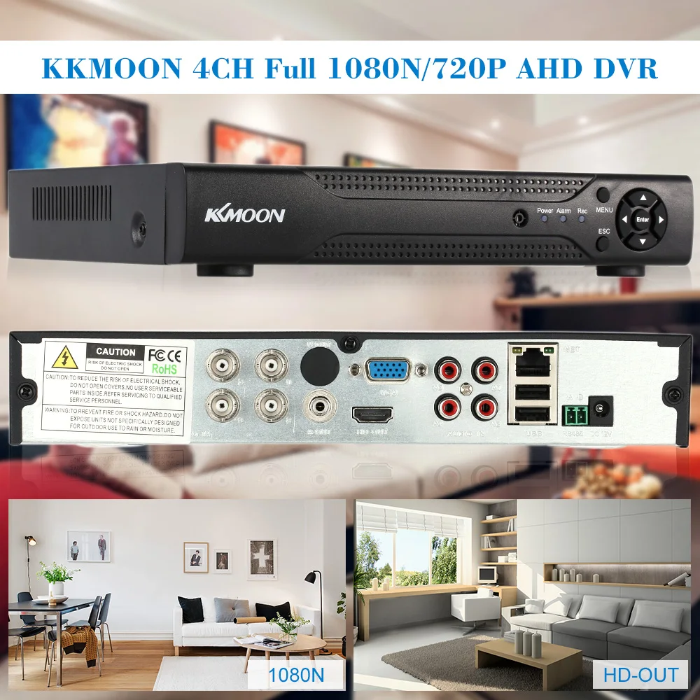 KKmoon Full 1080N/720P 4CH AHD DVR HVR NVR+ 1 ТБ Seagate HDD P2P ONVIF HDMI 4CH DVR рекордер для камера системы безопасности HD CCTV система