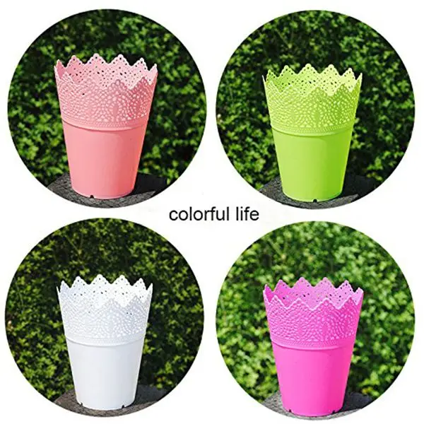 Plastic lace vase flowerpot factory pot home office decoration accessories-yellow